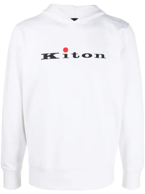 Kiton logo-print cotton hoodie