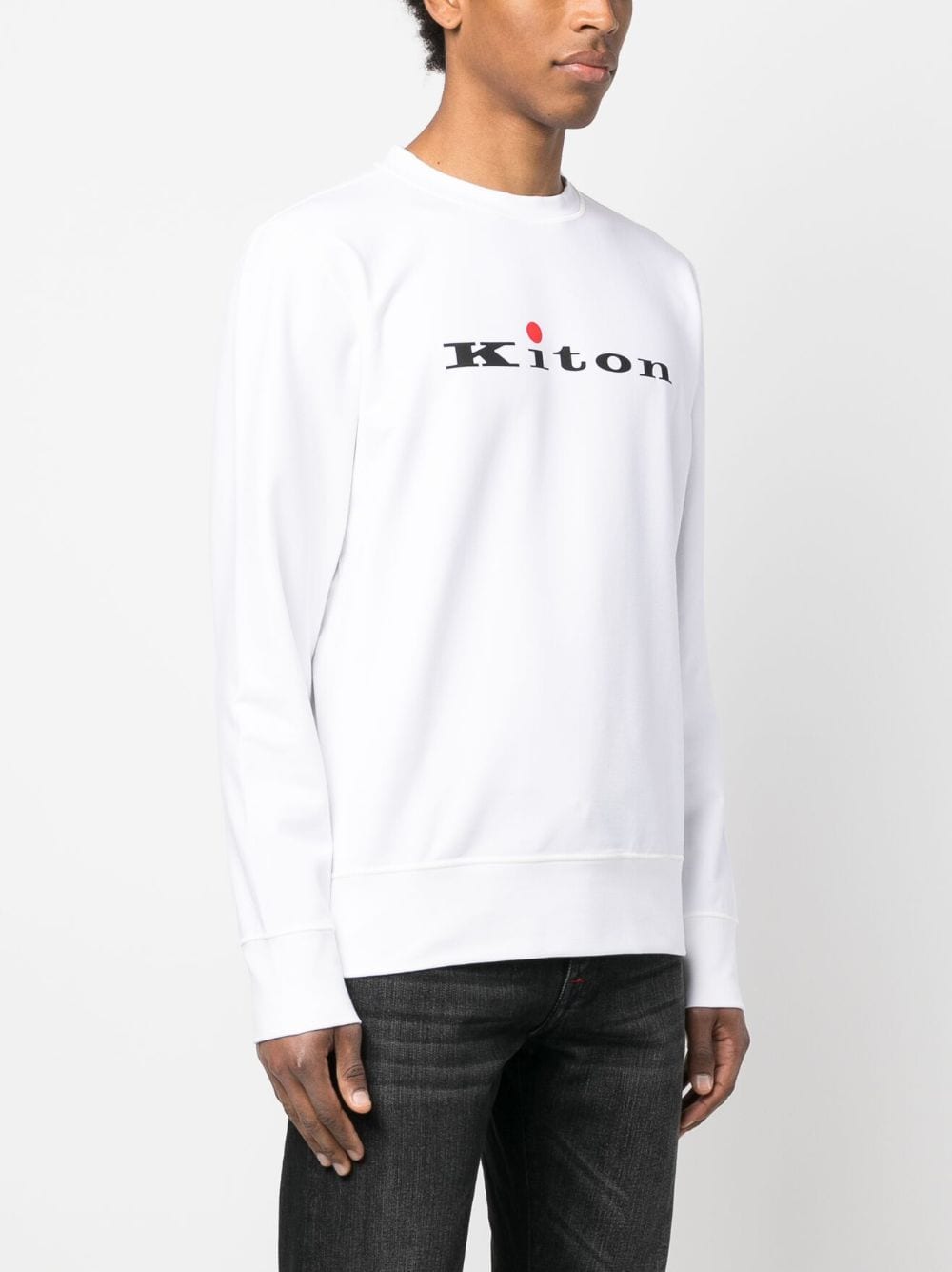 Shop Kiton Logo-print Cotton Sweatshirt In White