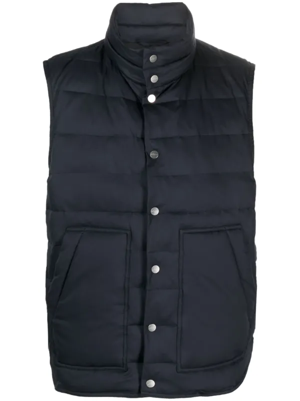 Kiton Mock-neck Padded Gilet in Blue