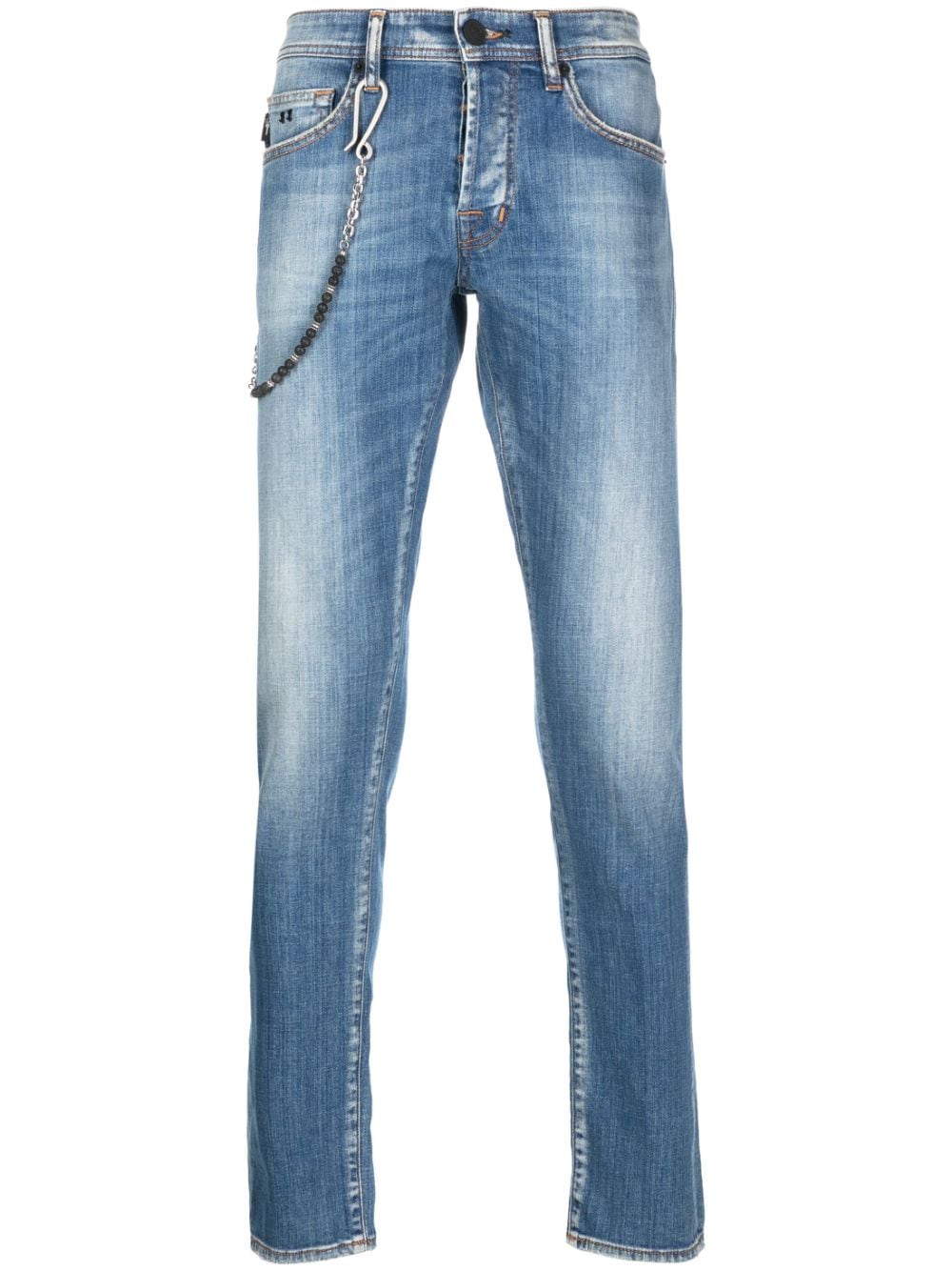 chain-detailed straight-leg jeans