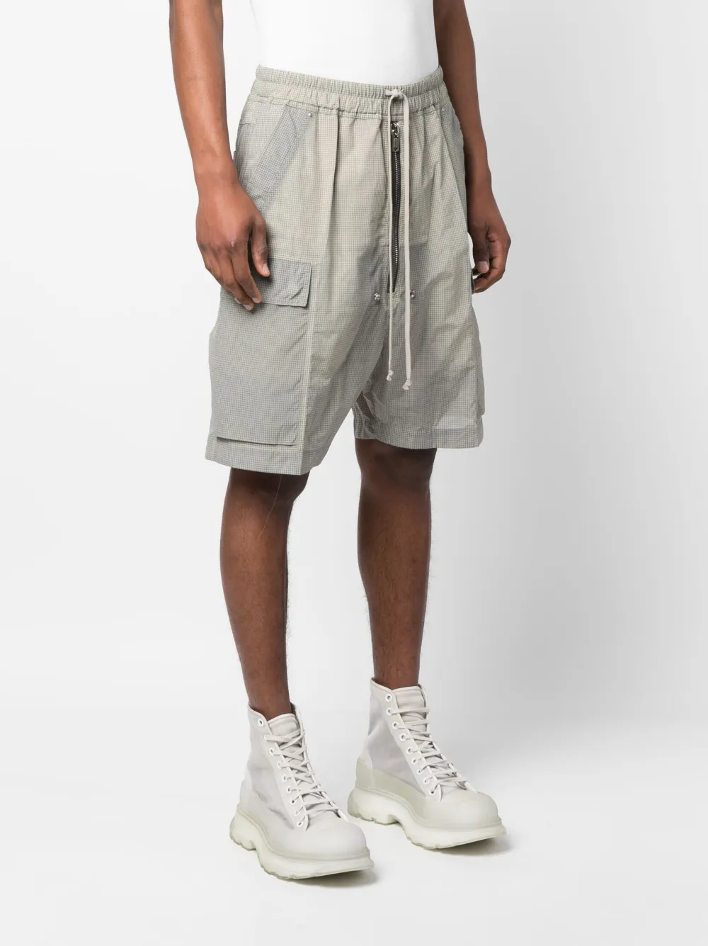  Rick Owens Check-print Drawstring Shorts - Neutrals 