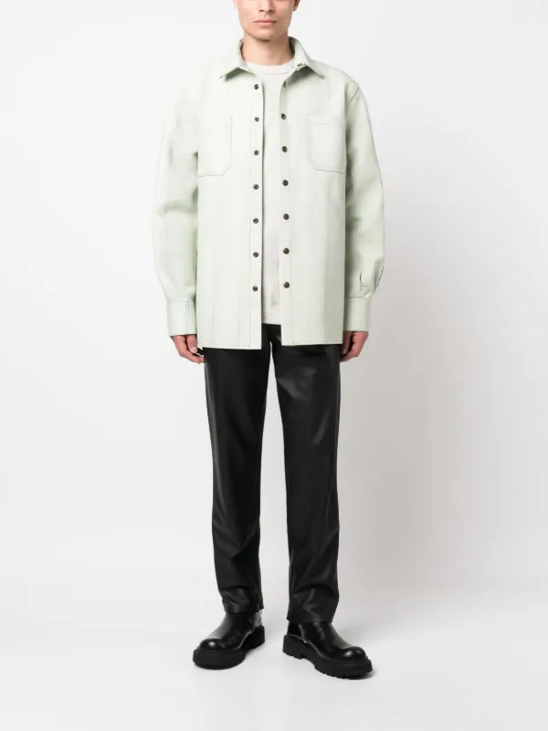 Botter textured-finish Leather Shirt | Green | FARFETCH