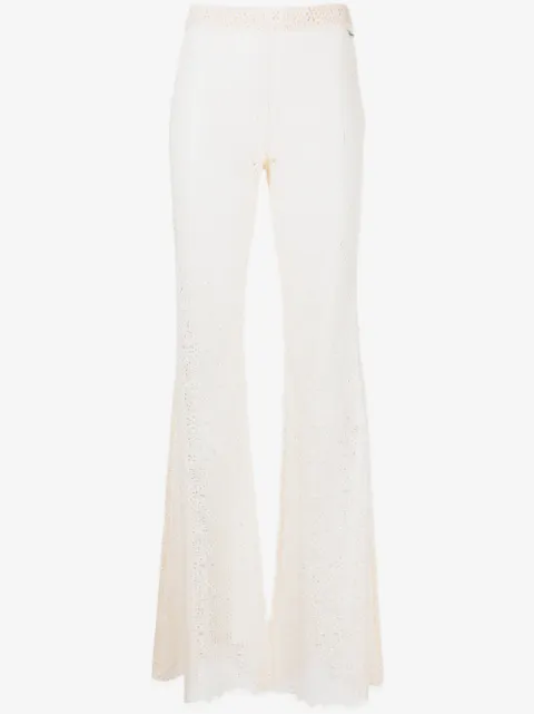 DSQUARED2 pantalones acampanados con encaje traslúcido