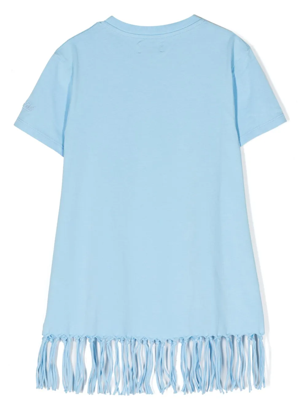 MC2 Saint Barth Kids cartoon-print fringe-hem dress - Blauw