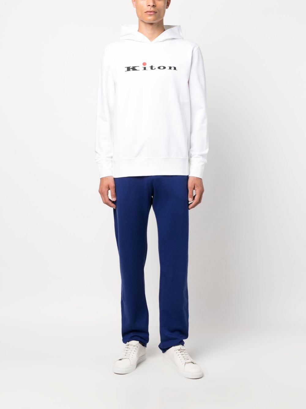 Shop Kiton Jersey-knit Cotton Track Pants In Blue