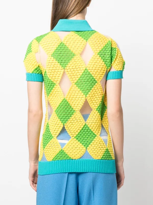 botter ボッター ポロシャツ 22ss Botter ジオメトリック ニットポロシャツ | イエロー | FARFETCH JP
