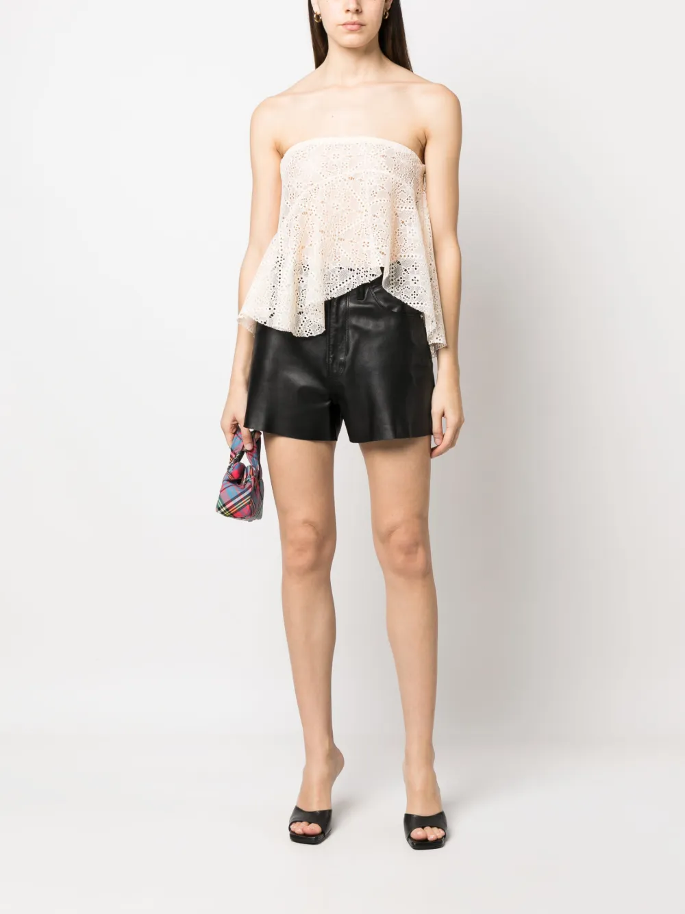 DSQUARED2 top strapless con bordado inglés y diseño drapeado | Chalecos y camisetas | Image 2