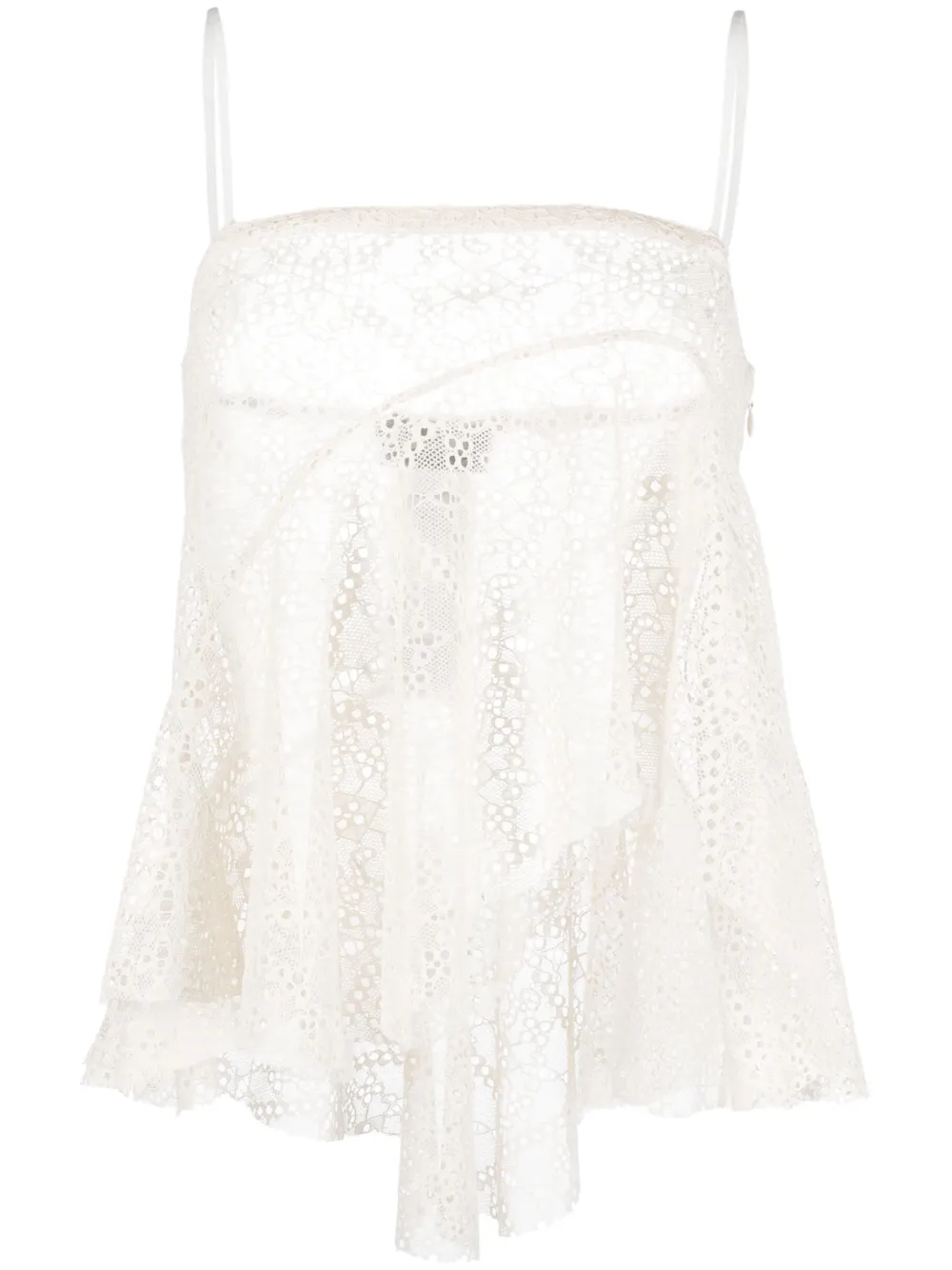 DSQUARED2 top strapless con bordado inglés y diseño drapeado | neutro | Image 1