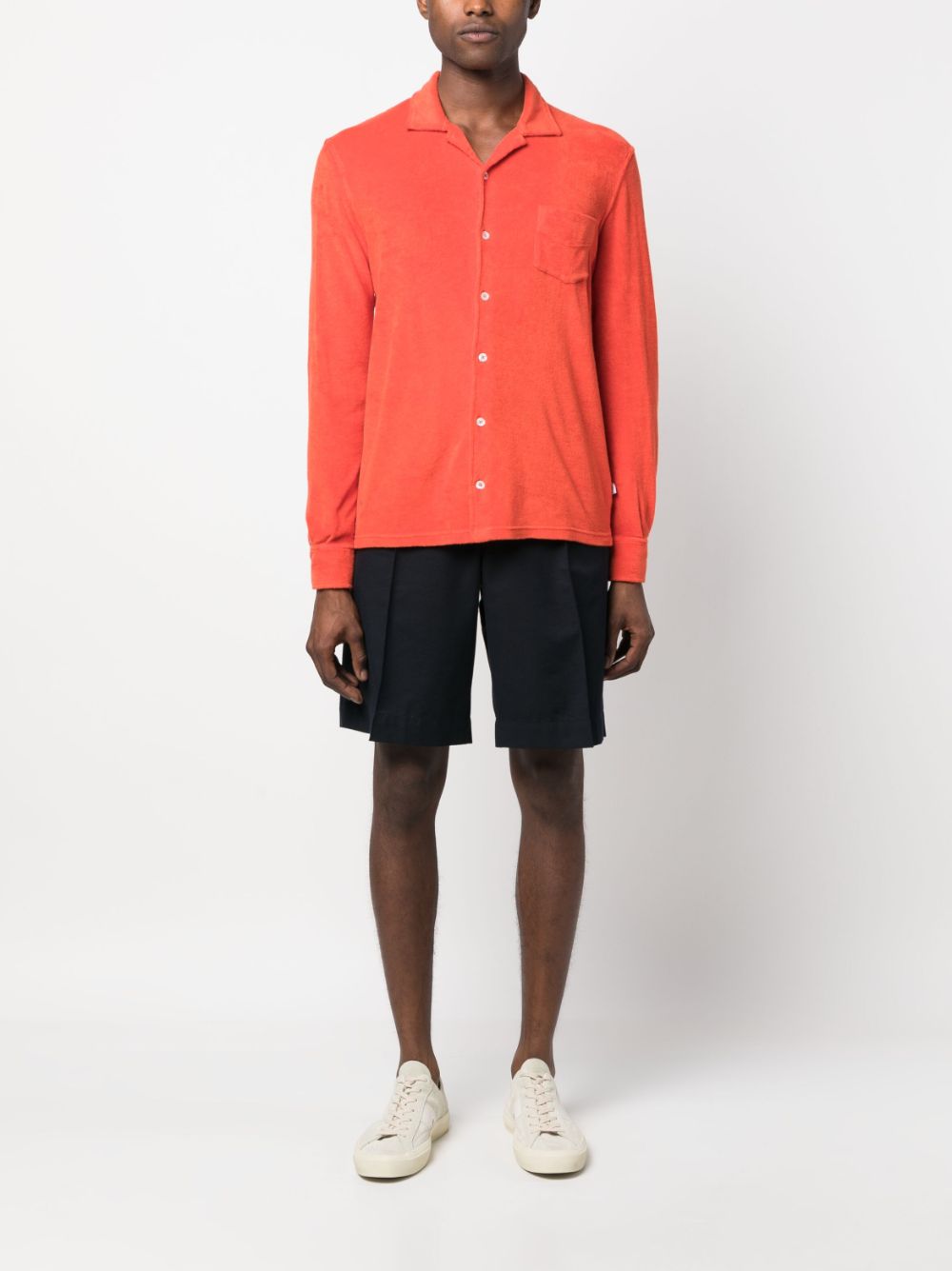 Shop Fedeli Terry-cloth Cotton Shirt In Orange