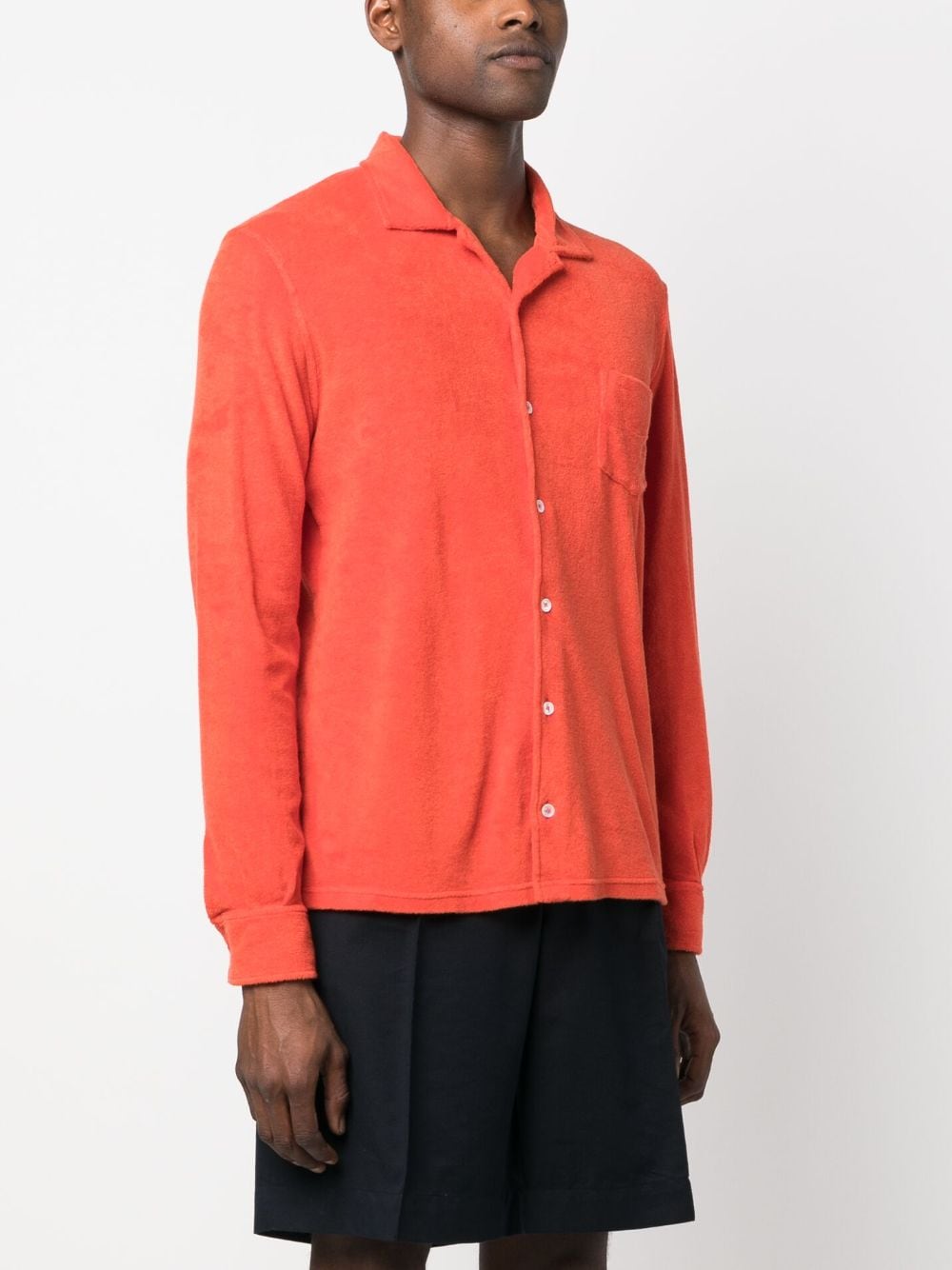 Shop Fedeli Terry-cloth Cotton Shirt In Orange