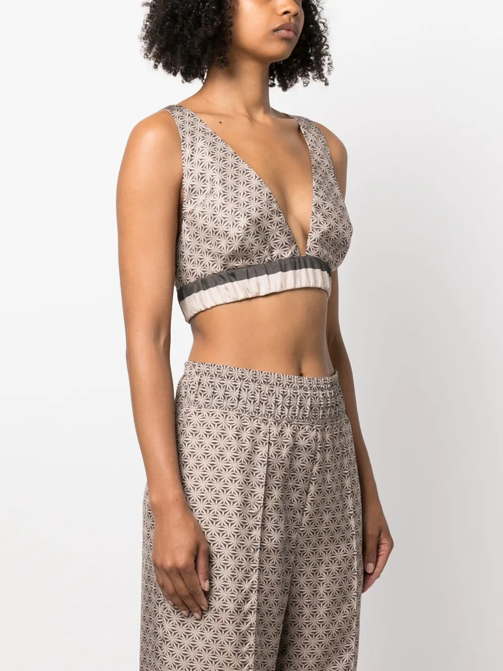 Brunello Cucinelli V-neck Cropped Top In Neutrals