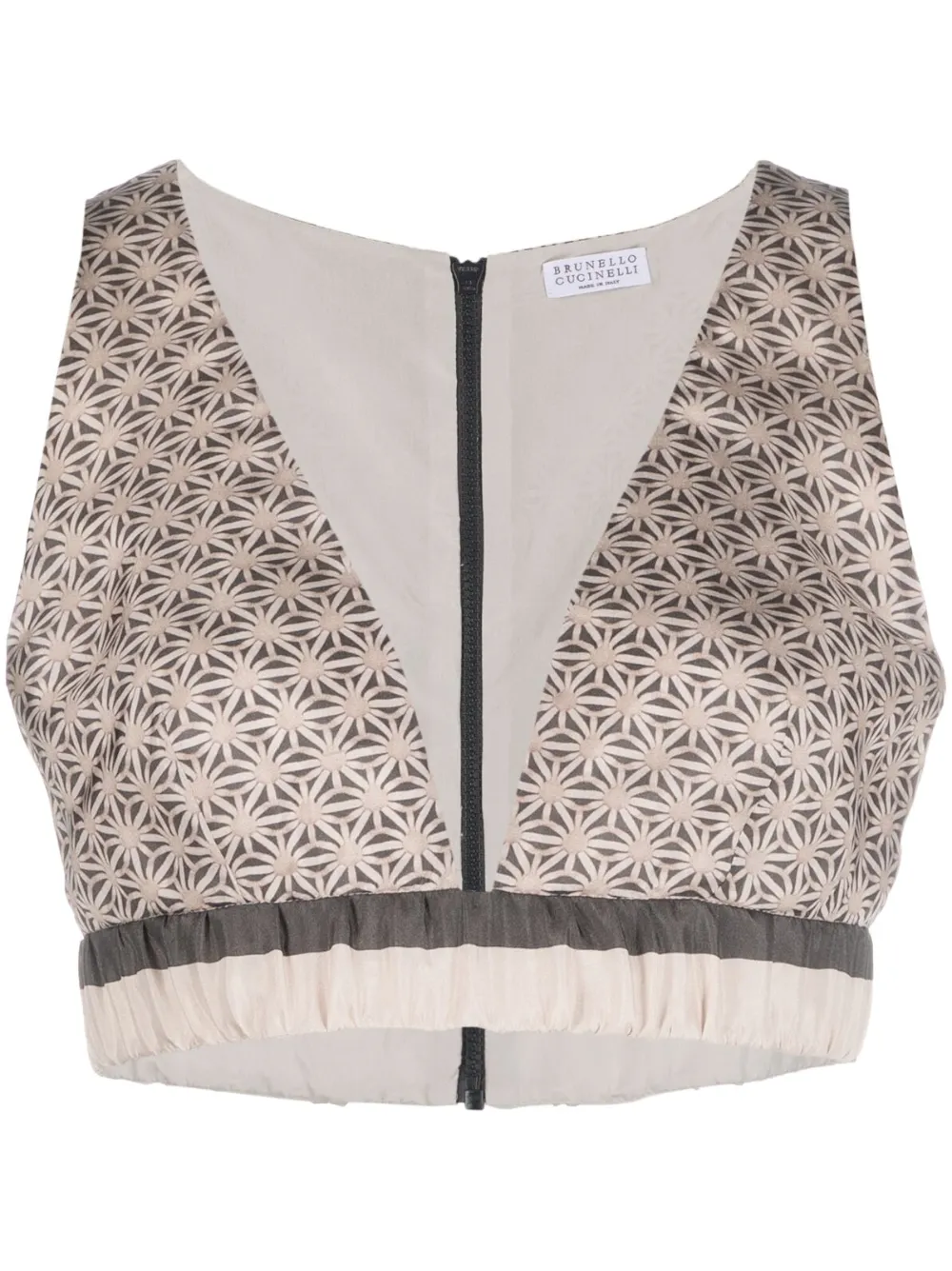 Brunello Cucinelli V-neck Cropped Top In Neutrals