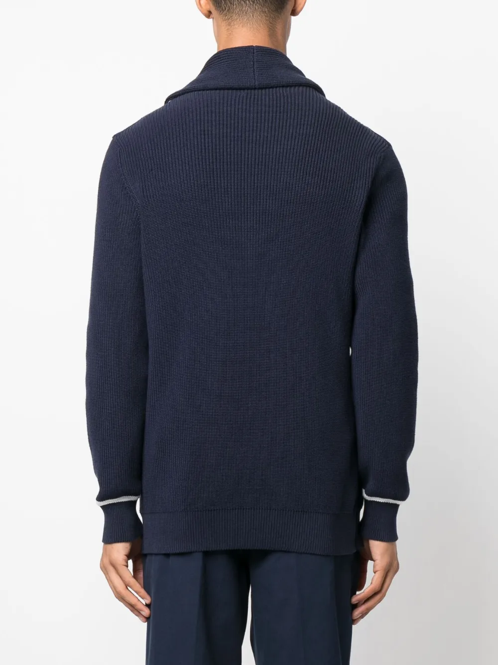 Brunello Cucinelli Double-breasted Cotton Cardigan In Blue