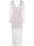 Brunello Cucinelli V-neck open-knit long dress - White
