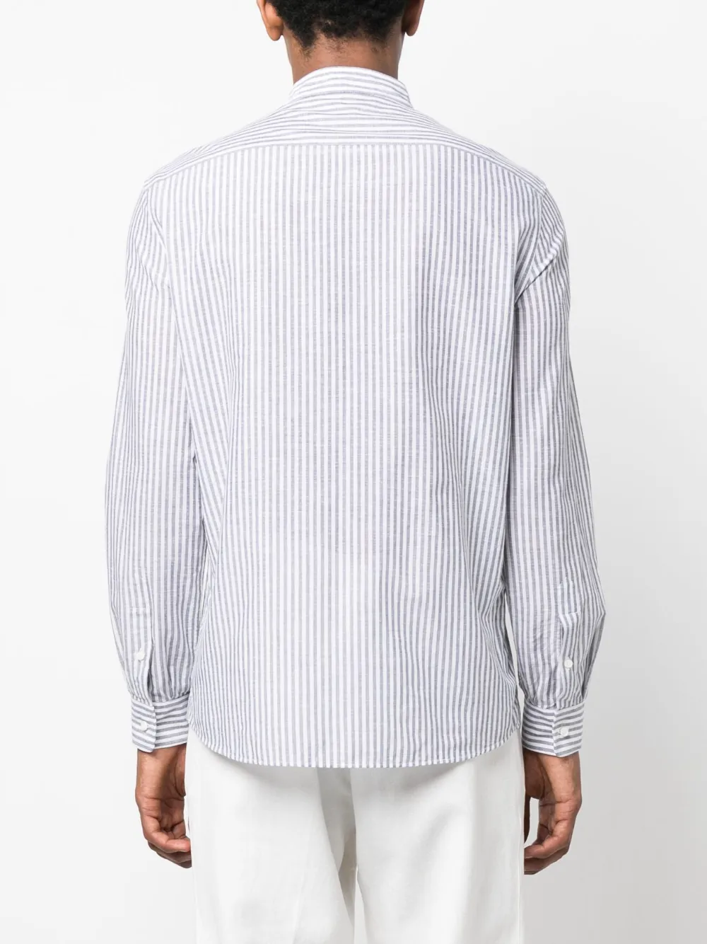 Brunello Cucinelli Long-sleeve Striped Buttoned Shirt In White