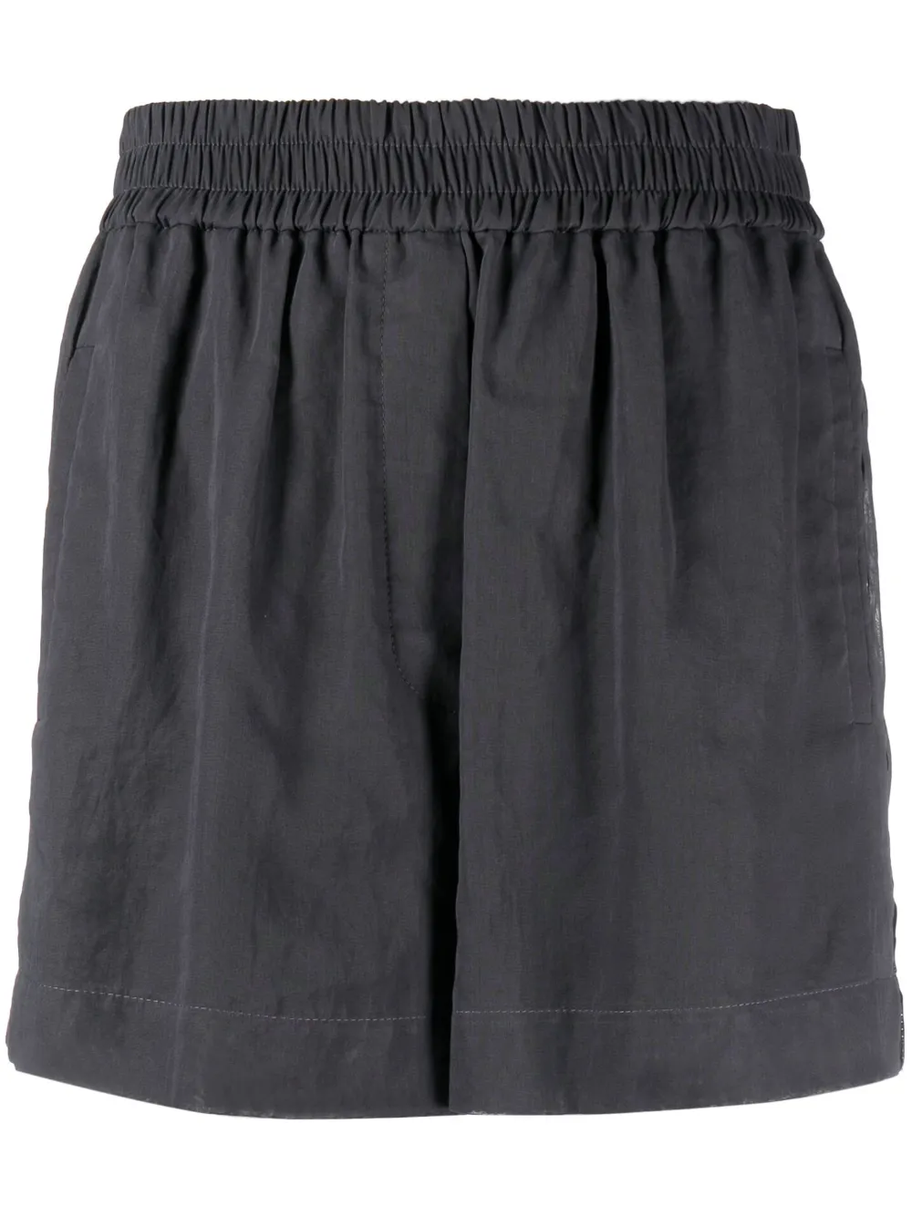 Brunello Cucinelli Beaded-trim Relaxed Shorts In Grey