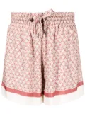 Brunello Cucinelli geometric-print silk shorts - Red