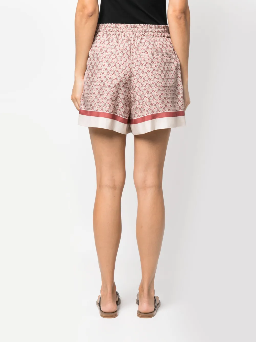 Brunello Cucinelli Printed Silk Shorts In Red