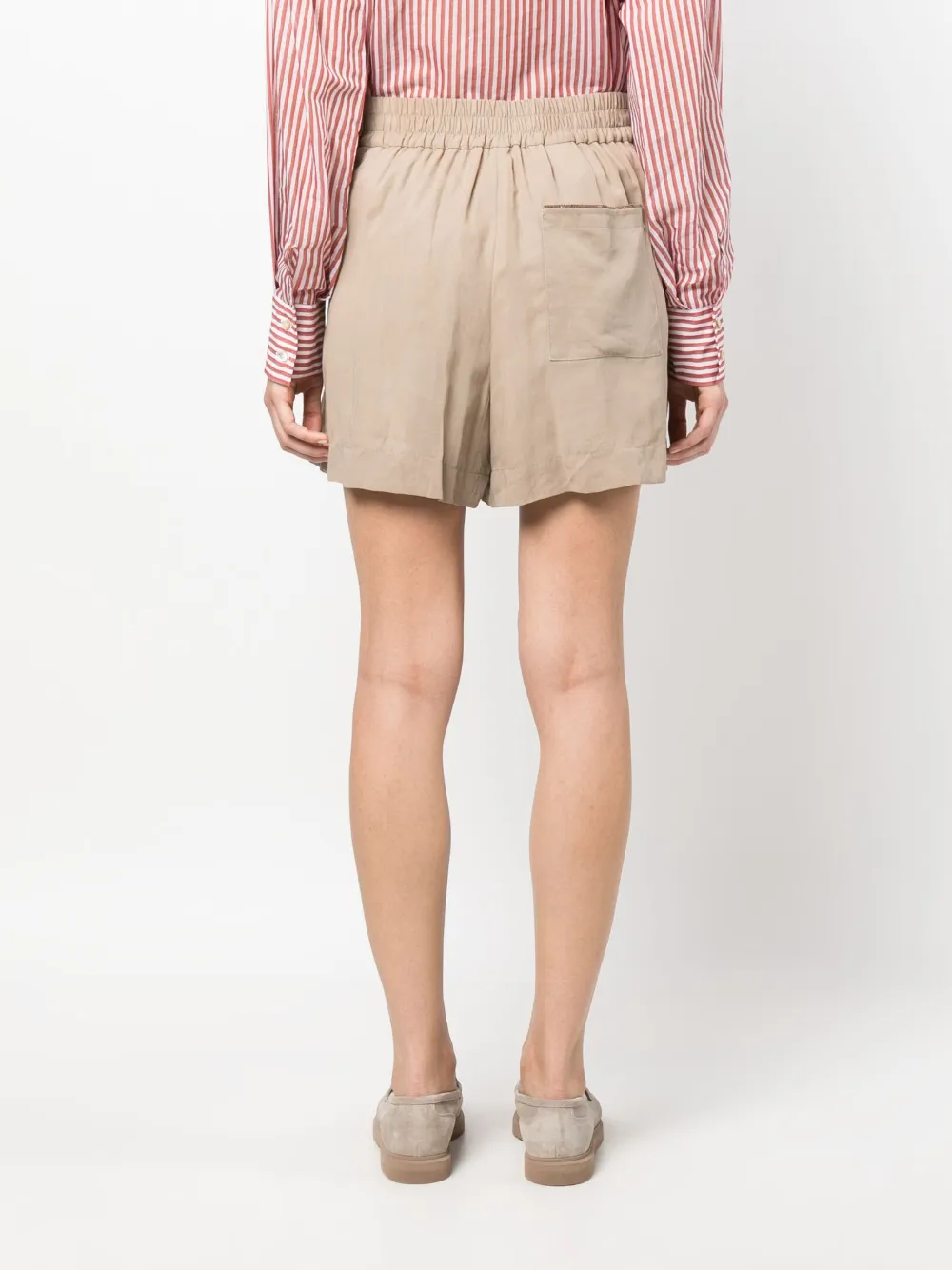 Brunello Cucinelli Elasticated-waist Cotton Shorts In Neutrals