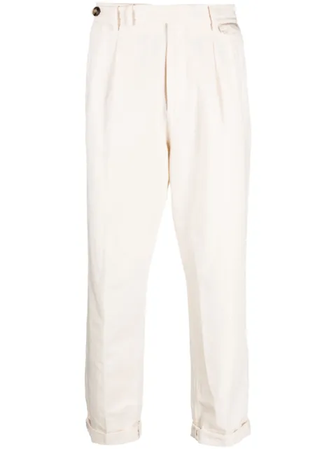 Brunello Cucinelli pleated cotton tapered trousers
