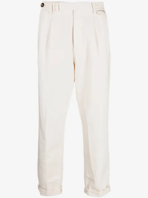 Brunello Cucinelli pleated cotton tapered trousers