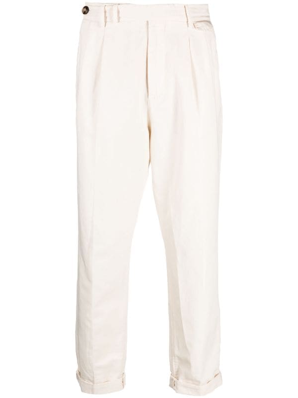 Buy Jainish Cream Tapered Fit Flat Front Trousers for Mens Online  Tata  CLiQ