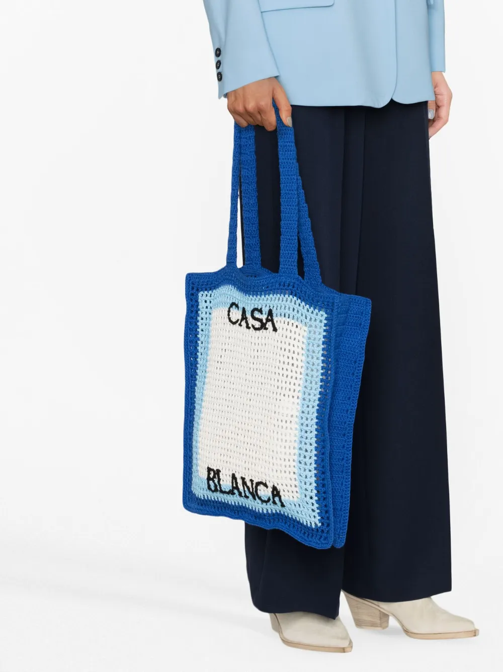 Casablanca Atlantis Crochet-knit Tote Bag In Blau
