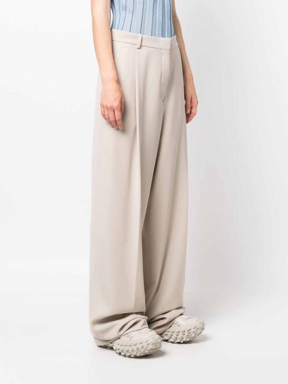 Shop Botter Pleated Cotton Trousers In Neutrals