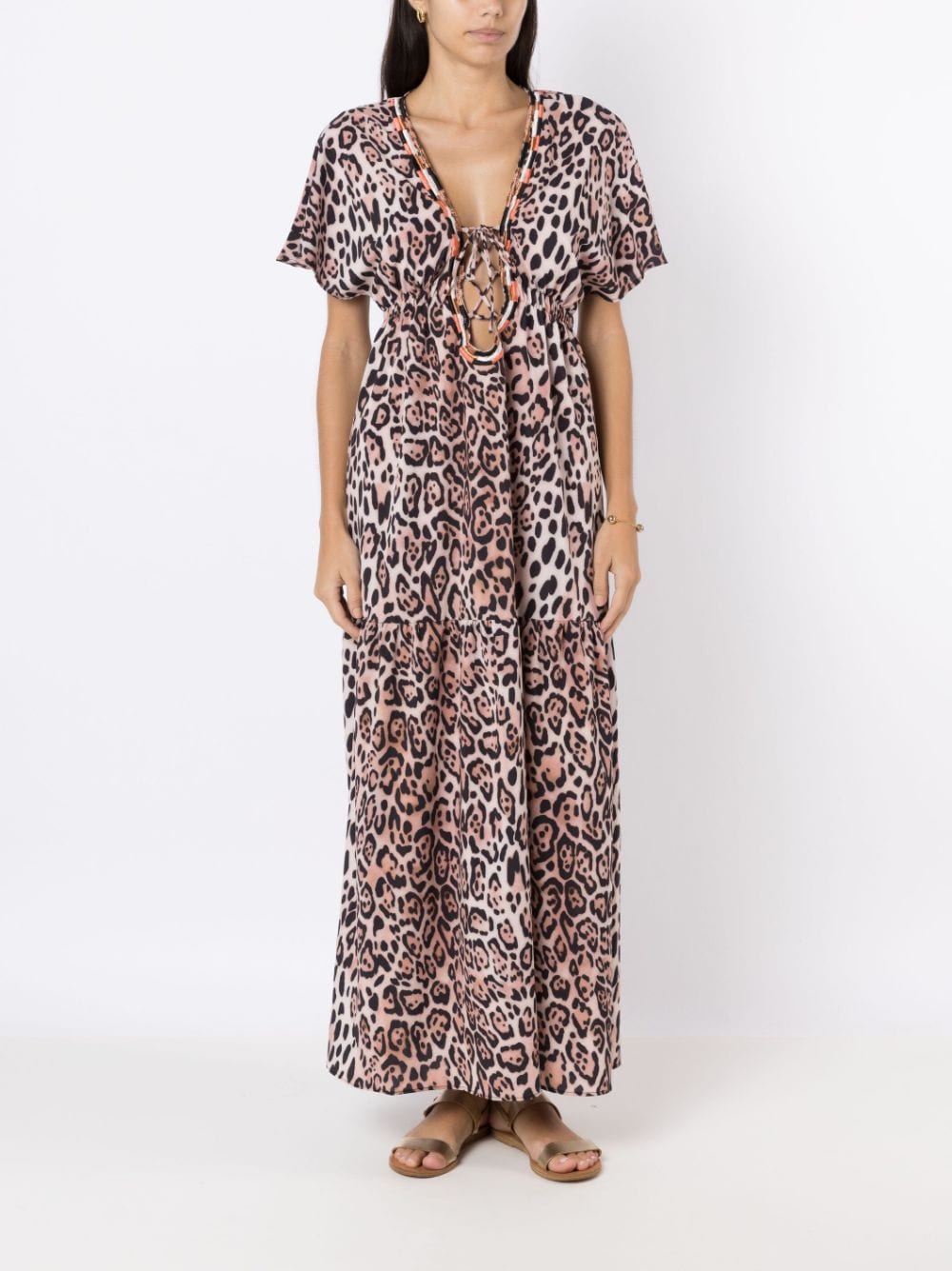 Shop Brigitte Leopard-print Beach Dress In Brown
