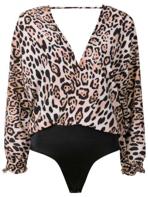 Brigitte leopard-print long-sleeved swimsuit
