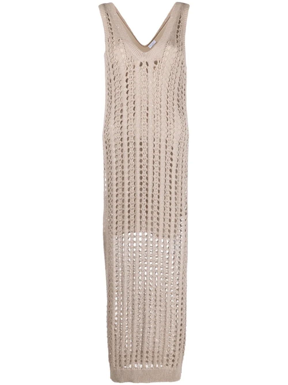 Brunello Cucinelli オープンニット マキシドレス - ニュートラル Brunello Cucinelli オープンニット マキシドレス - ニュートラル