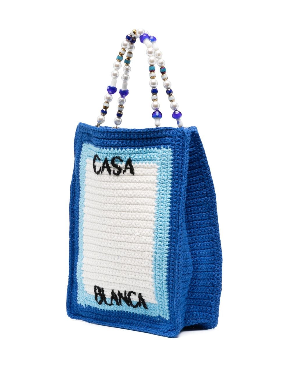 Shop Casablanca Atlantis Beaded Crochet-knit Tote Bag In Blau