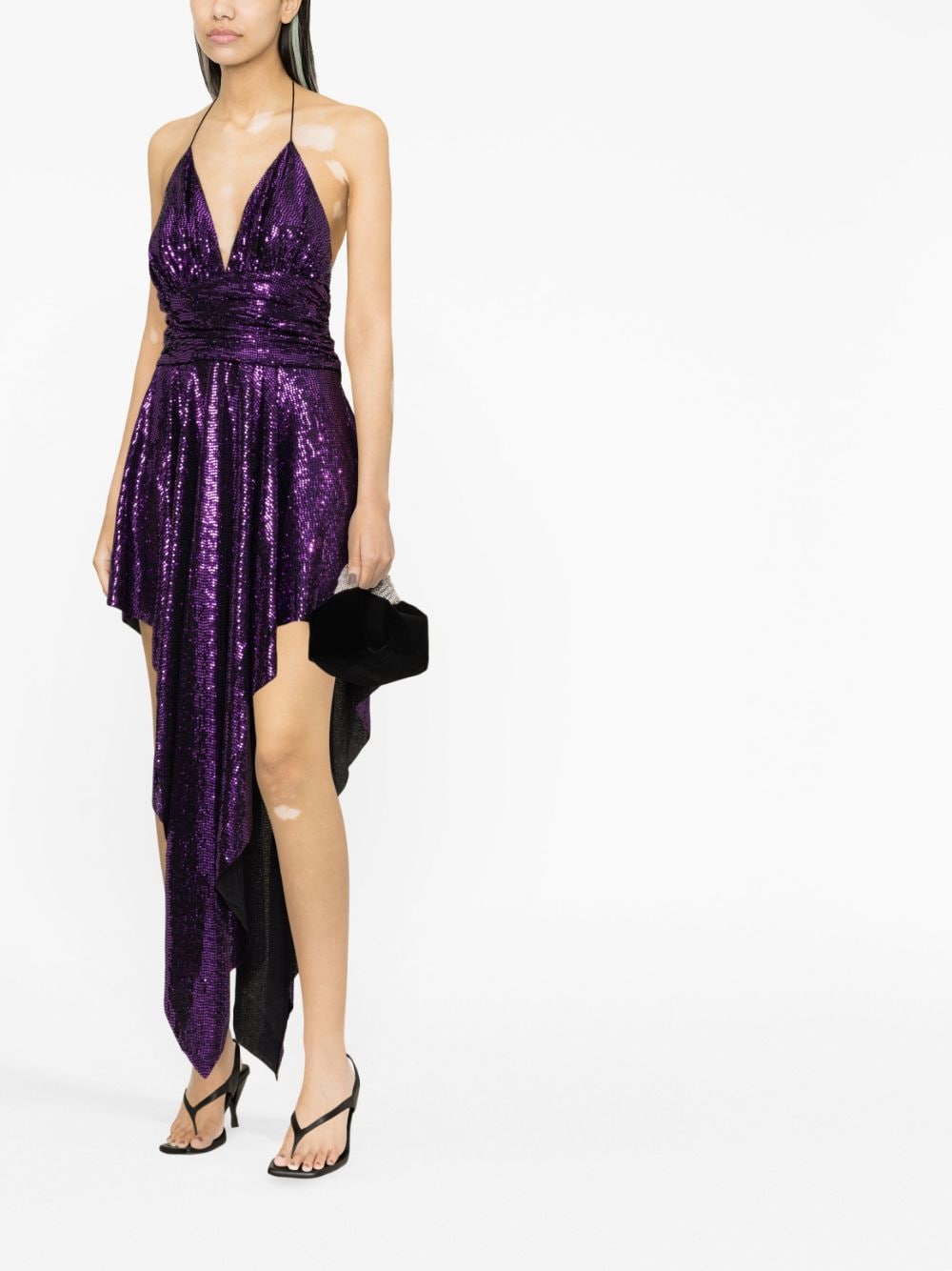 Shop Alexandre Vauthier Sequin-embellished Asymmetric Dress In Purple