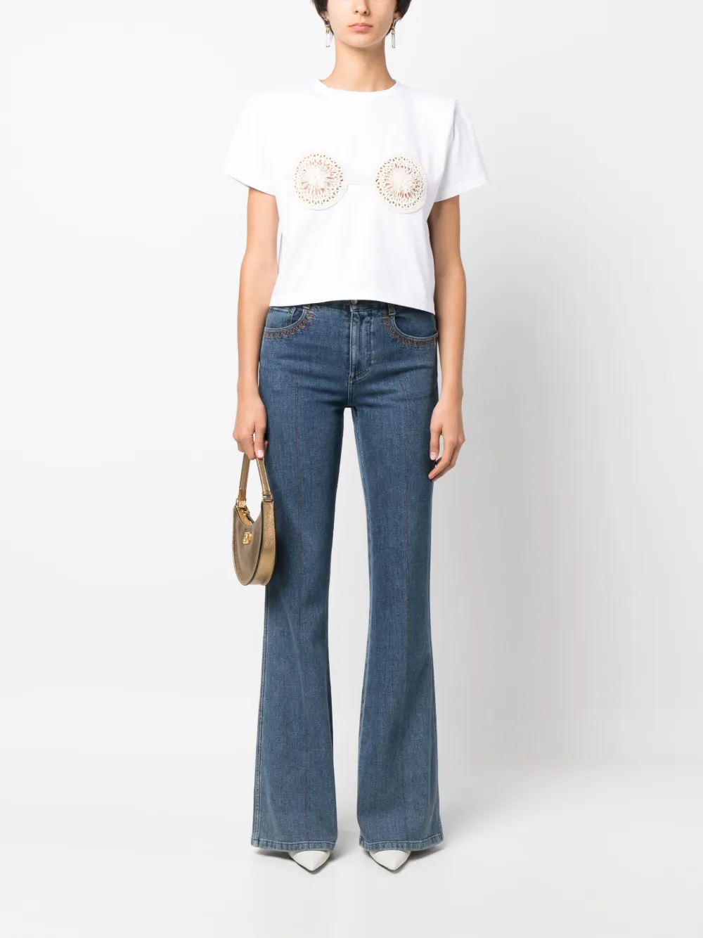 Magda Butrym T-shirt met gehaakt detail - Wit