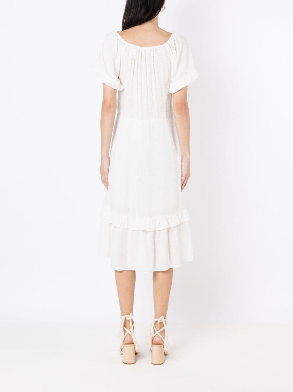 Shop Amapô Button-down Midi Dress In Weiss