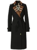 Burberry check-panel gabardine trench coat - Black