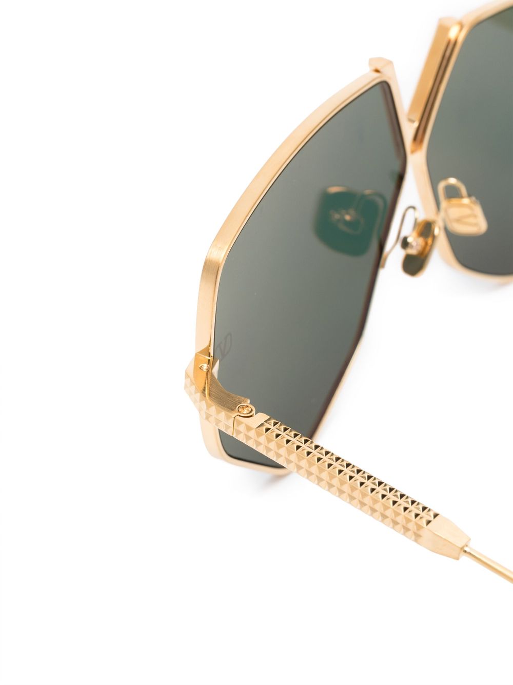 Shop Valentino Geometric-frame Tinted Sunglasses In Gold