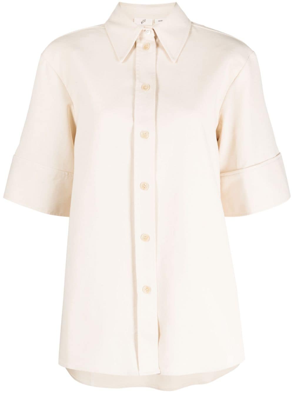 Bite Studios Stretch-cotton Short-sleeve Shirt In Nude