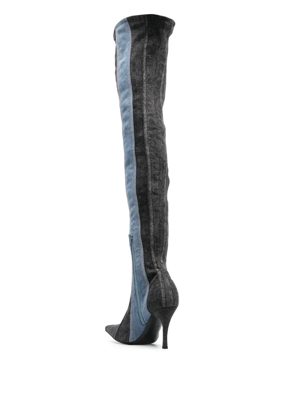 Diesel D-venus Denim Knee Boots In Schwarz