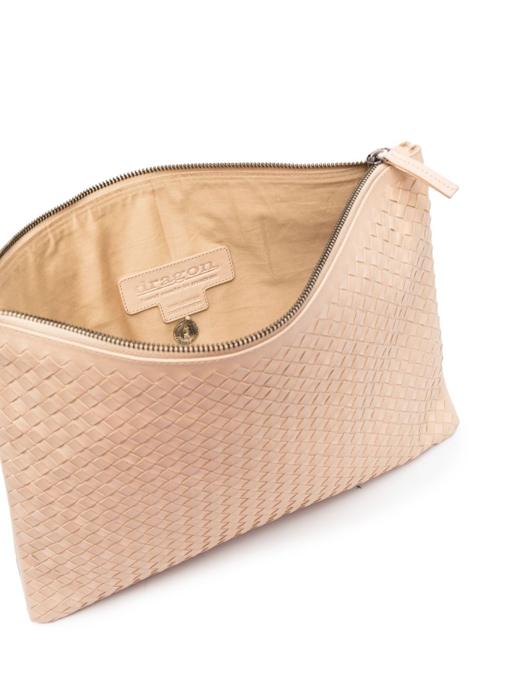 Shop Dragon Diffusion Woven Leather Clutch Bag In Nude