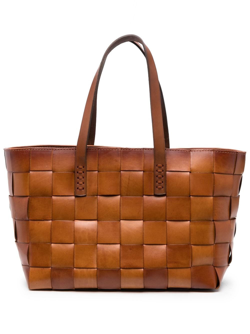 Dragon Diffusion Woven Leather Tote Bag In Brown