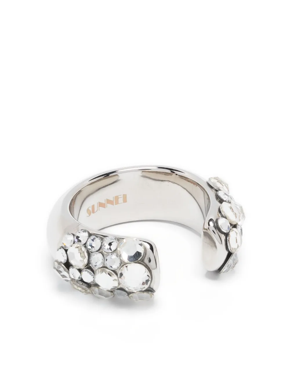 Sunnei Rhinestone-embellished Open-design Ring In Silber