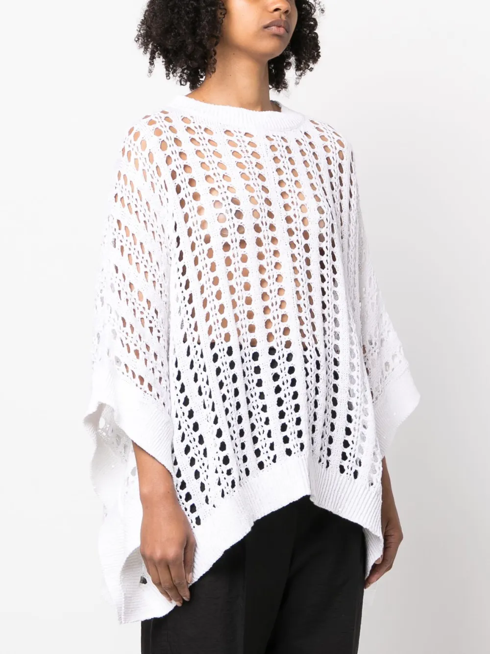 Brunello Cucinelli Net-knit Cotton And Linen Poncho In White