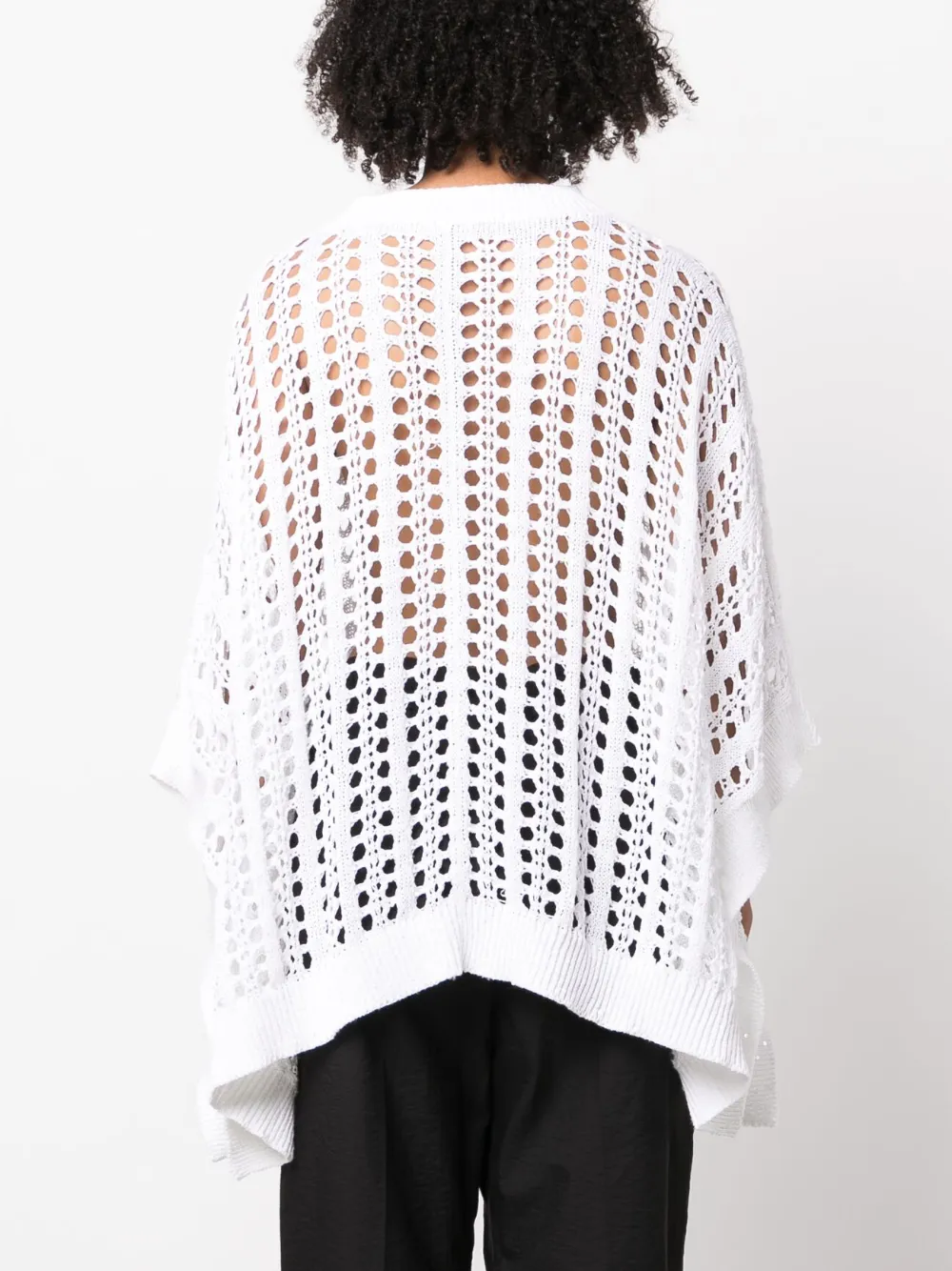 Brunello Cucinelli Net-knit Cotton And Linen Poncho In White