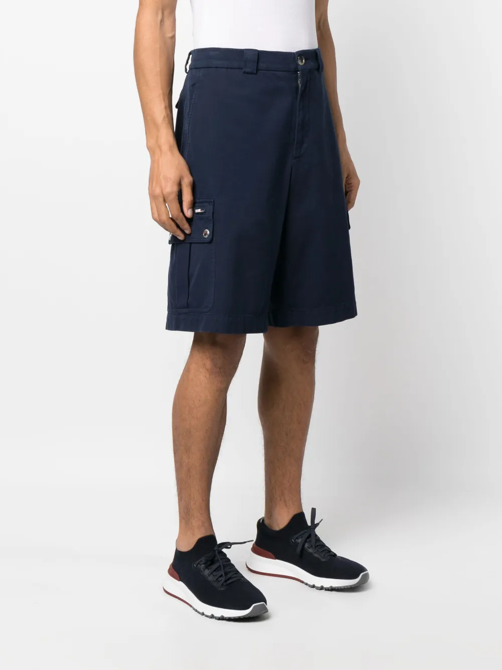 Brunello Cucinelli Straight-leg Cotton Bermuda Shorts In Blue