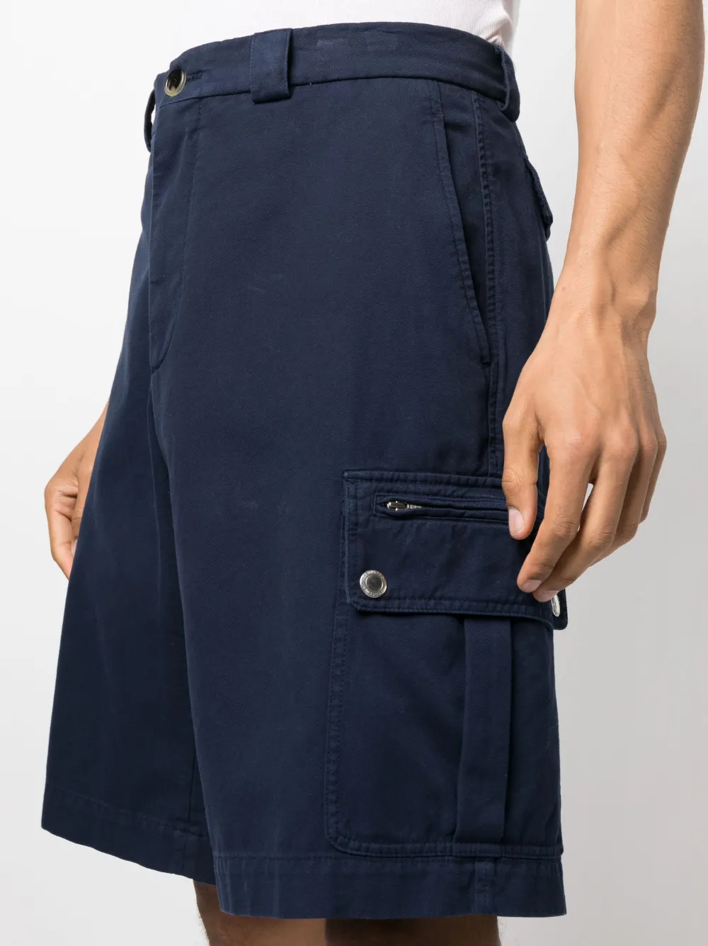 Shop Brunello Cucinelli Straight-leg Cotton Bermuda Shorts In Blue