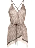 Brunello Cucinelli geometric-print silk top - Neutrals