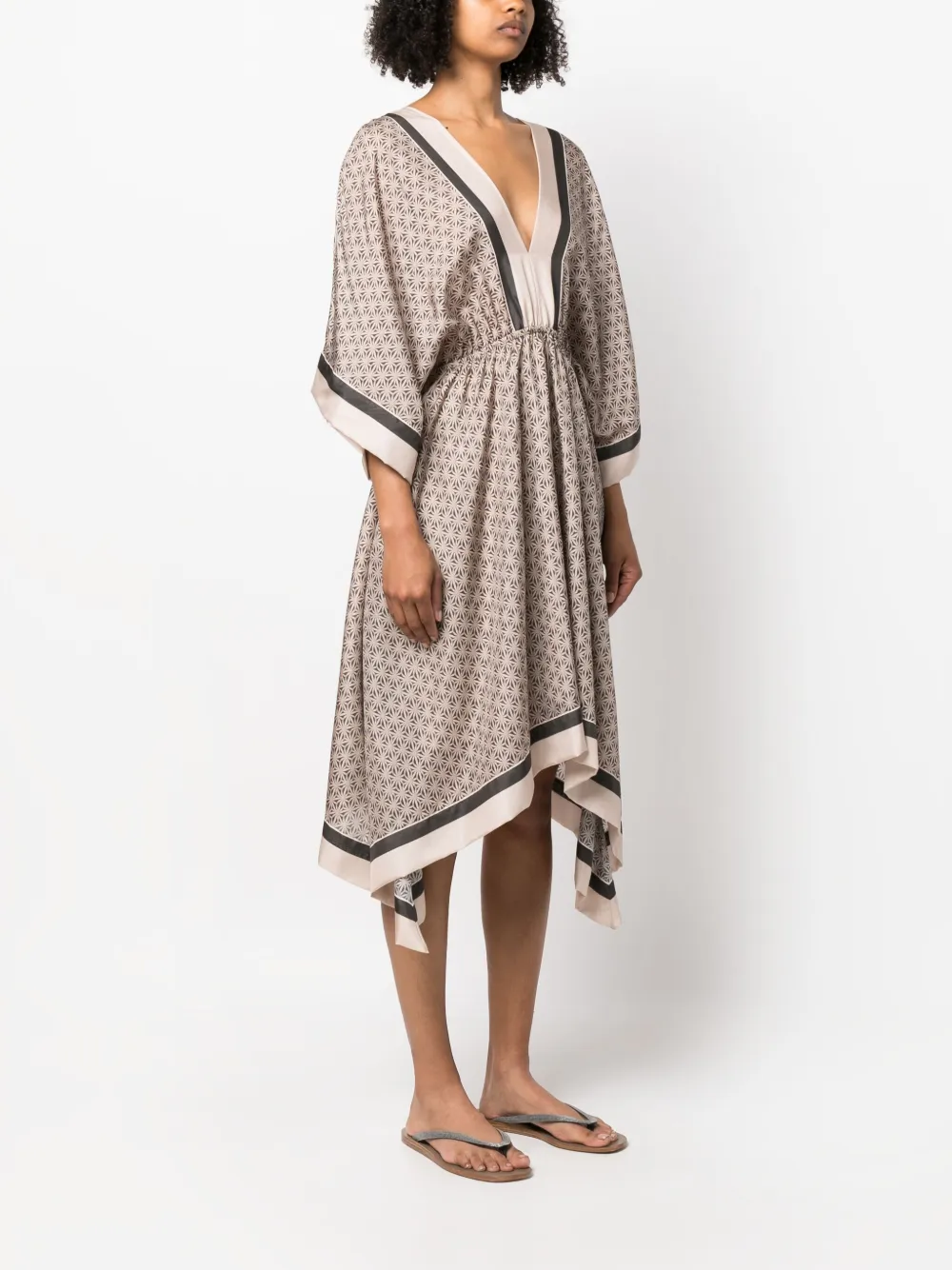 Brunello Cucinelli Geometric-print Mini Dress In Grey