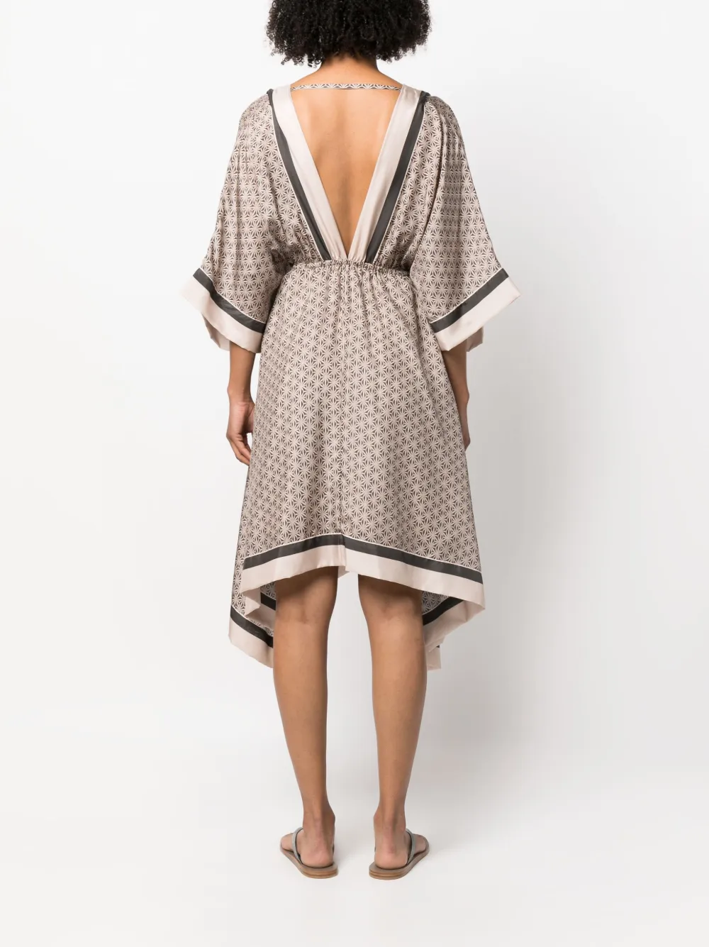 Brunello Cucinelli Geometric-print Mini Dress In Grey