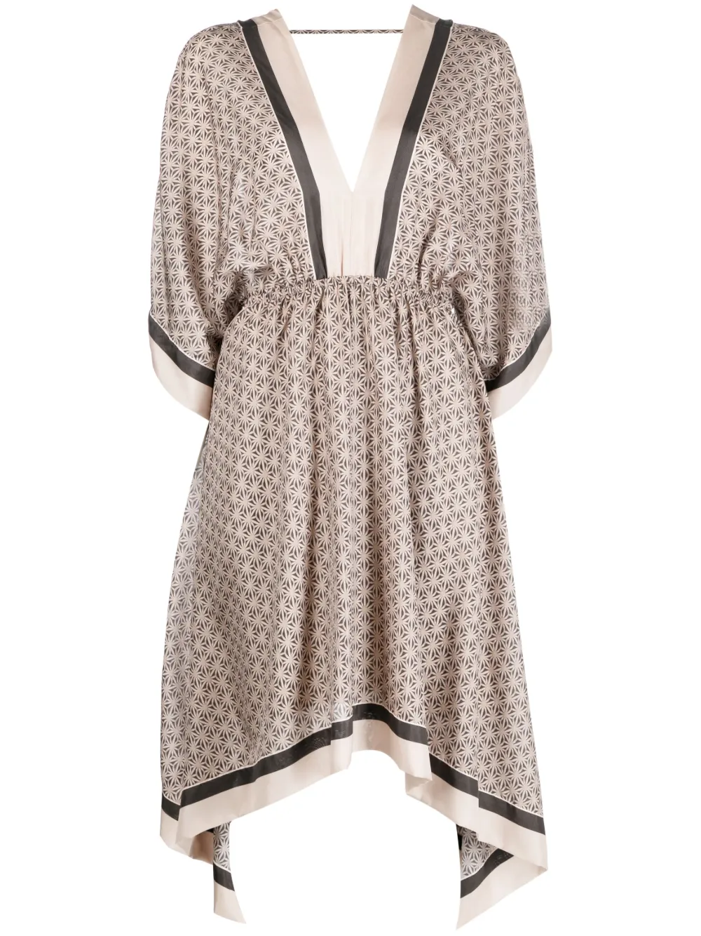 Brunello Cucinelli Geometric-print Mini Dress In Neutral,neutral
